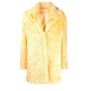 Yellow short faux fur coat from 12 STOREEZ
